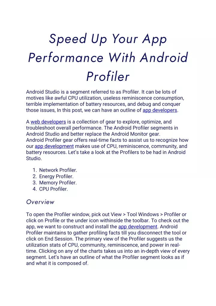 speed up your app performance with android