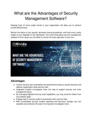 what are the advantages of security management