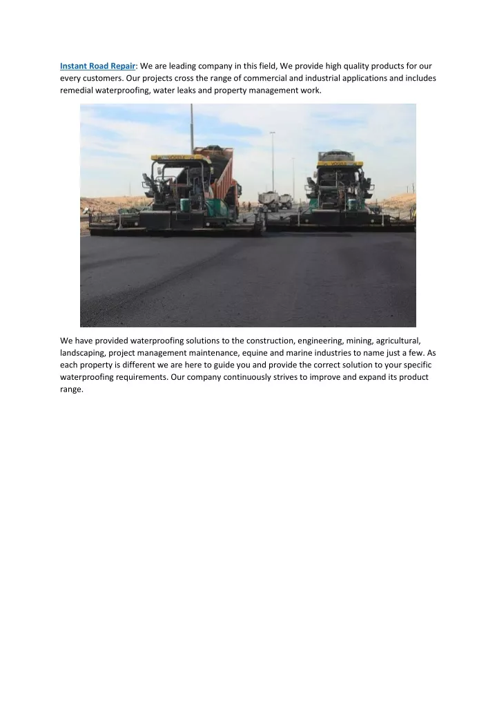 instant road repair we are leading company