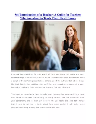 self introduction of a teacher a guide