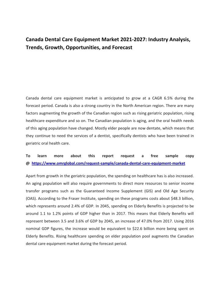 canada dental care equipment market 2021 2027