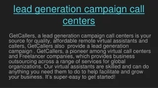 lead generation campaign call centers