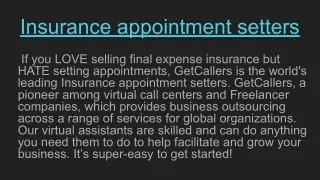 Insurance appointment setters