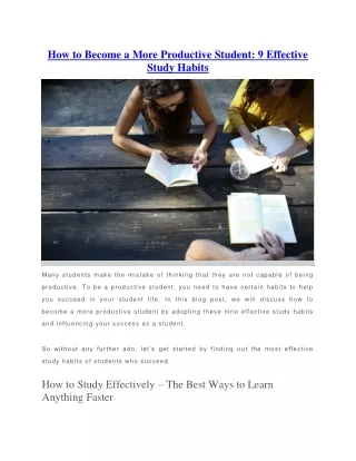 how to become a more productive student