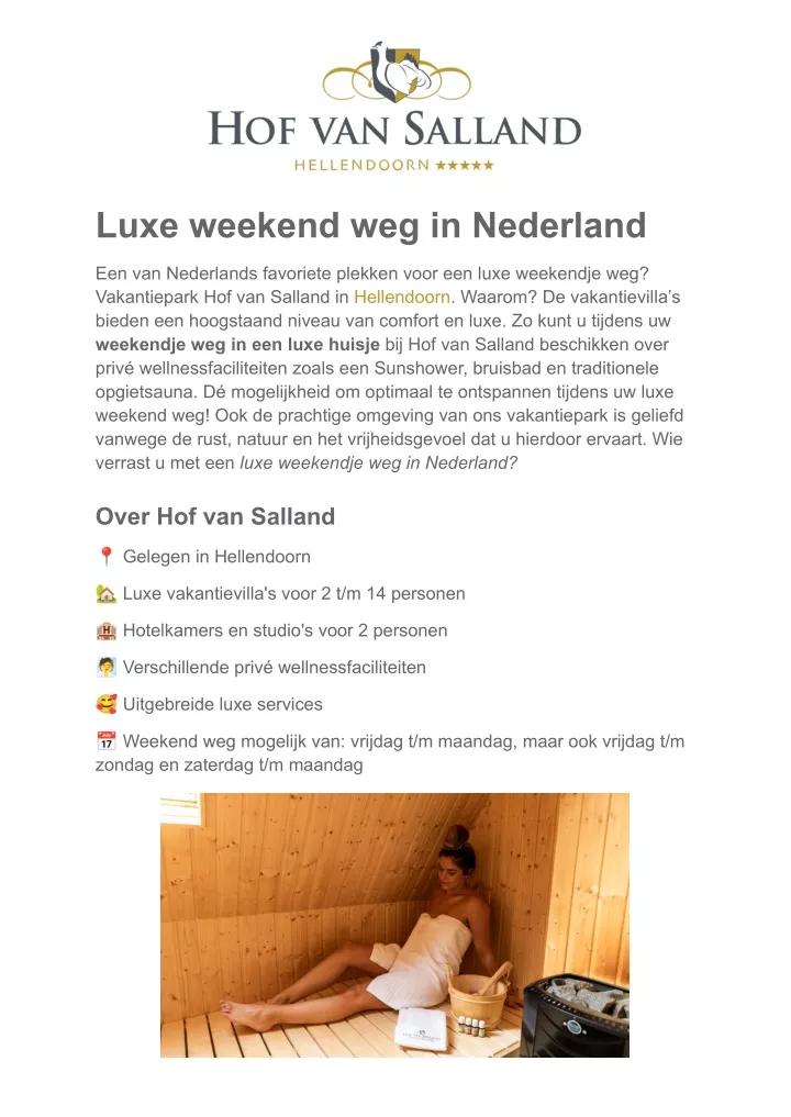 luxe weekend weg in nederland