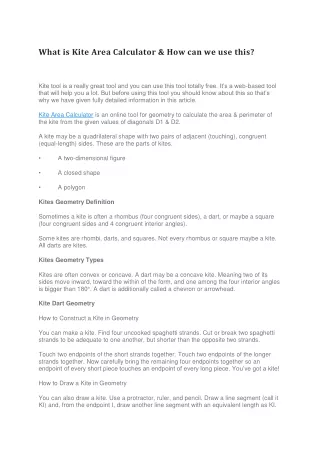 What is Kite Area Calculator & How can we use this?