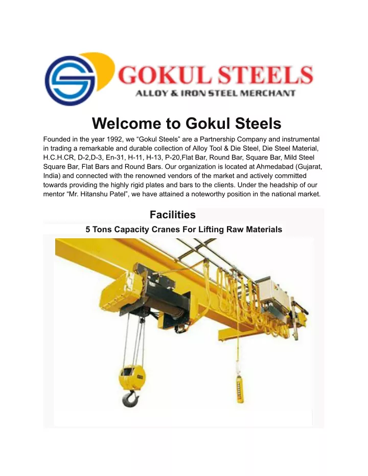 welcome to gokul steels founded in the year 1992