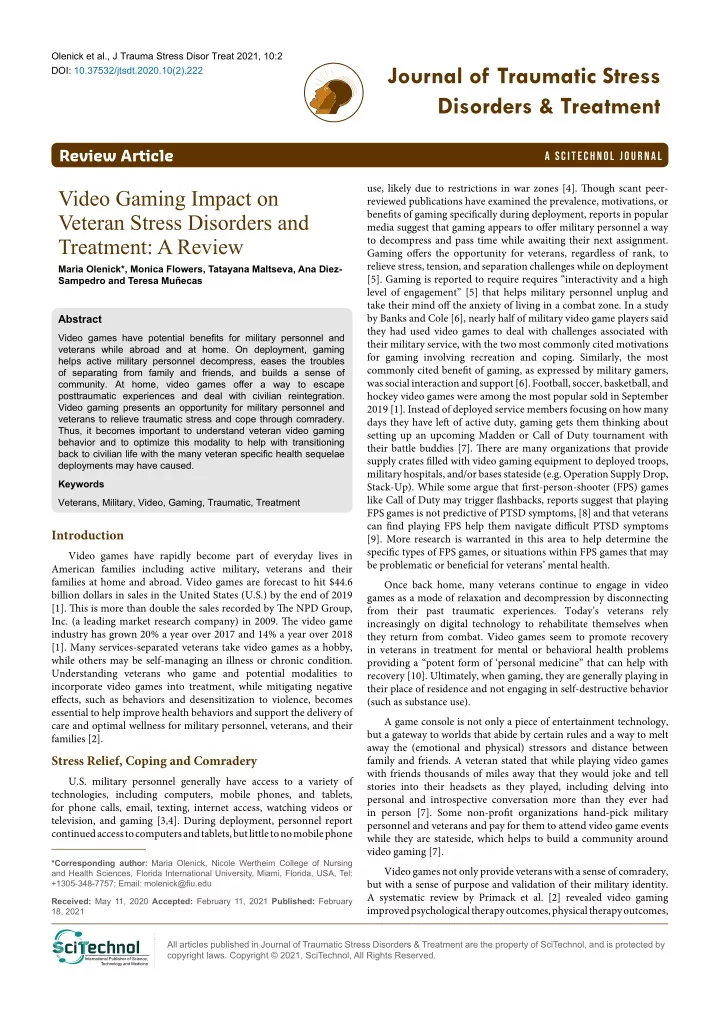 olenick et al j trauma stress disor treat 2021