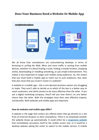 (PDF) Does Your Business Need a Website Or Mobile App