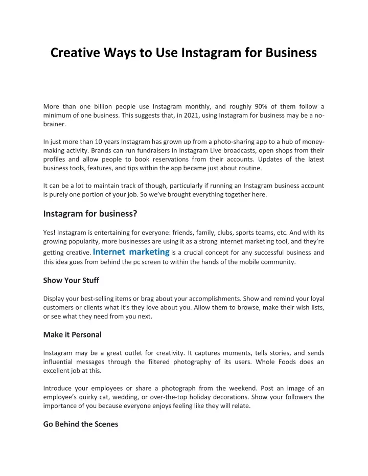 creative ways to use instagram for business