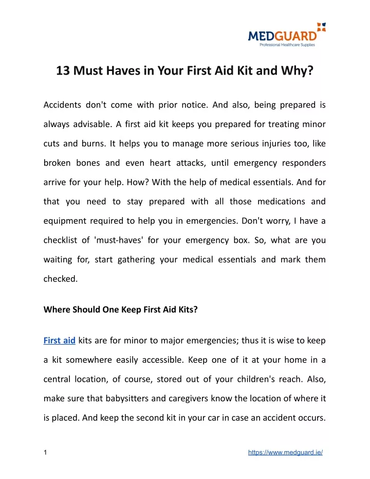 13 must haves in your first aid kit and why