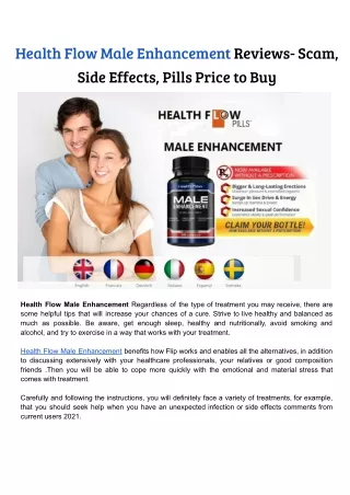 Health Flow Male Enhancement Reviews- Scam, Side Effects, Pills Price to Buy