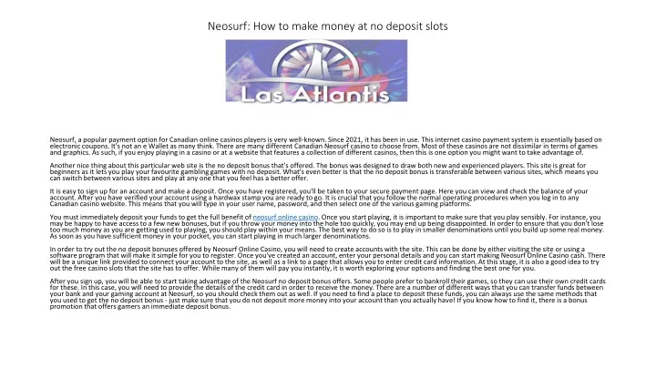 neosurf how to make money at no deposit slots