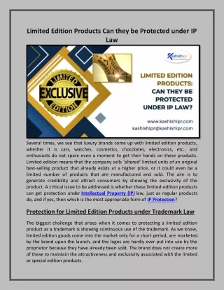 limited edition products can they be protected