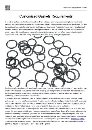 Customized Gaskets Requirements