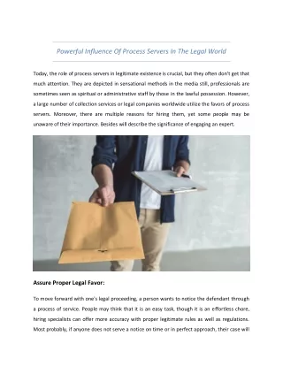 Powerful Influence Of Process Servers In The Legal World