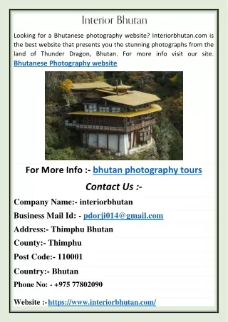 Cultural Heritage of Bhutan | Interiorbhutan.com