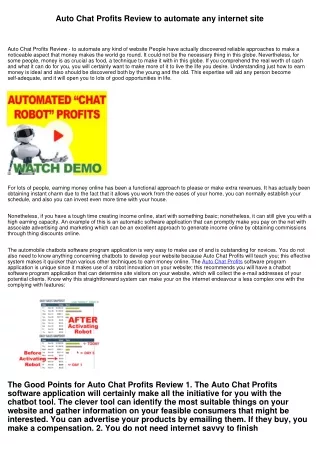 Auto Chat Profits Review to automate any type of web site