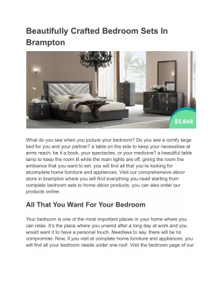 Beautifully Crafted Bedroom Sets In Brampton