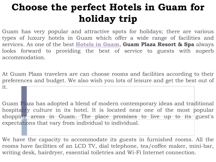 choose the perfect hotels in guam for holiday trip