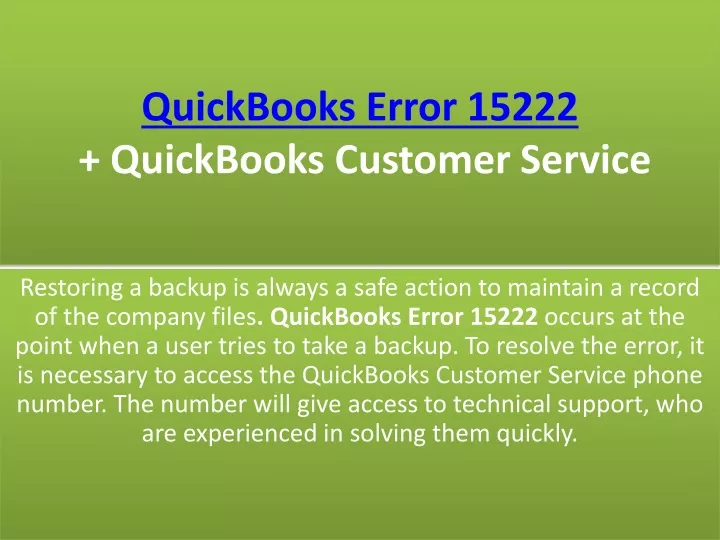 quickbooks error 15222 quickbooks customer service