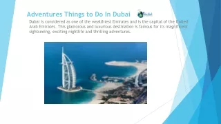 Adventures Things to Do In Dubai