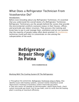 what does a refrigerator technician from