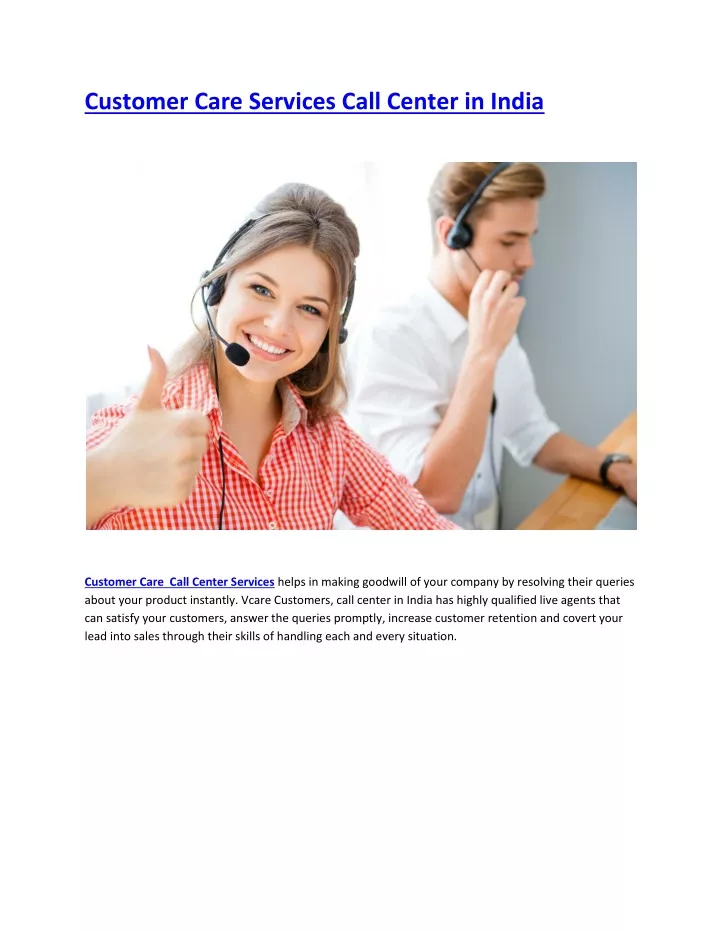 customer care services call center in india