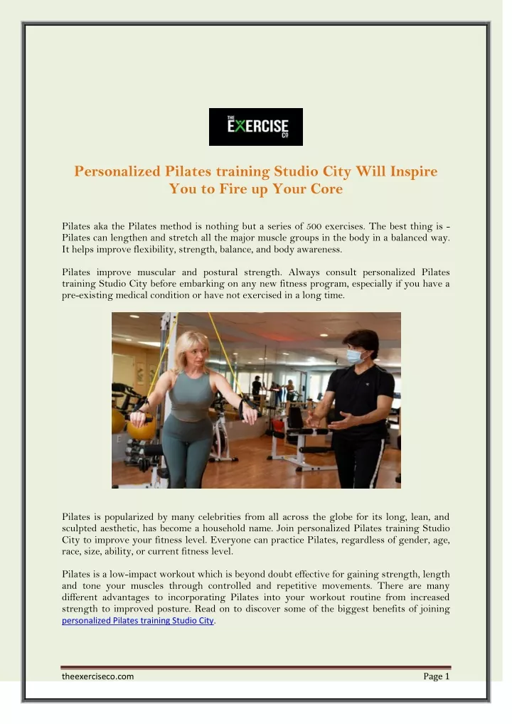 personalized pilates training studio city will