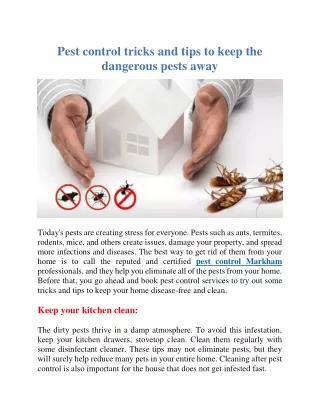Pest control tricks and tips to keep the dangerous pests away