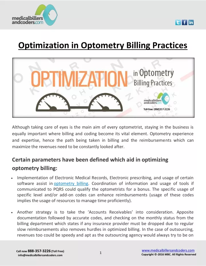 optimization in optometry billing practices