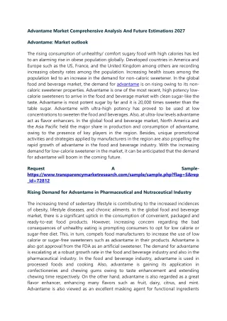 advantame market comprehensive analysis