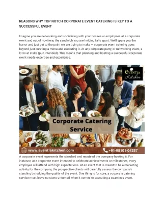 REASONS WHY TOP NOTCH CORPORATE EVENT CATERING IS KEY TO A SUCCESSFUL EVENT