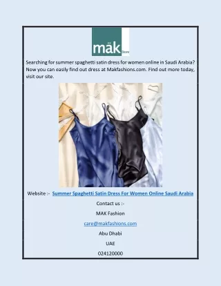 Summer Spaghetti Satin Dress For Women Online Saudi Arabia | Makfashions.com