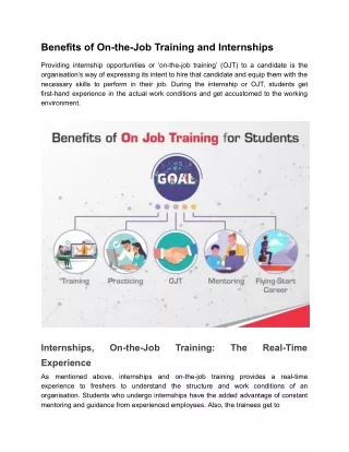 benefits of on the job training and internships