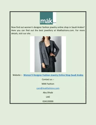 Women's Designer Fashion Jewelry Online Shop Saudi Arabia | Makfashions.com