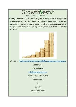 Hollywood Investment Portfolio Management Company  Growthvest.com