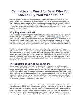 Why You Should Buy Your Weed Online