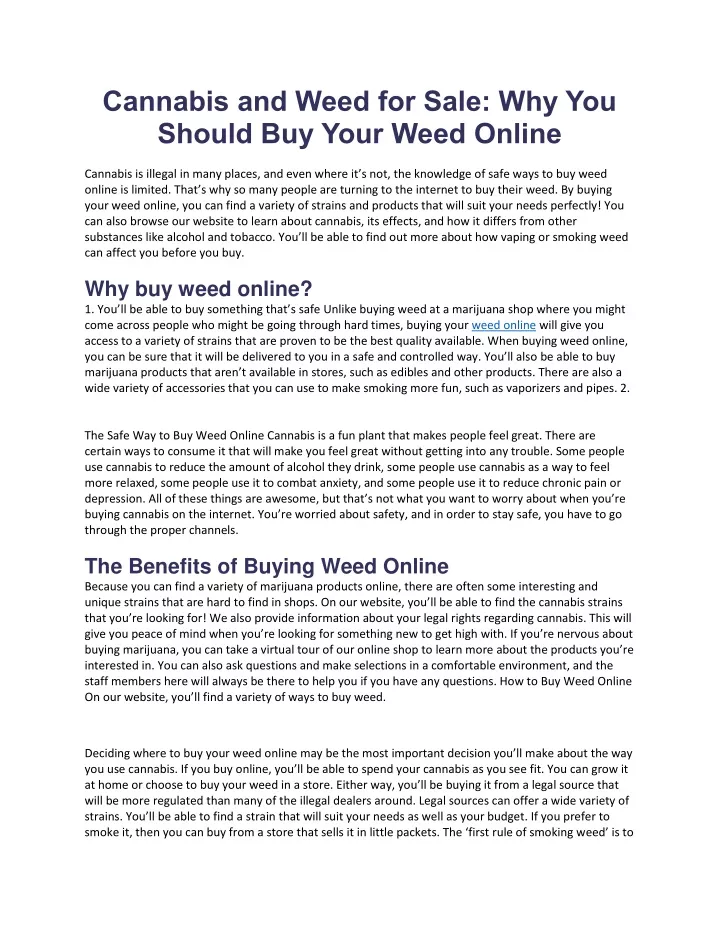 cannabis and weed for sale why you should