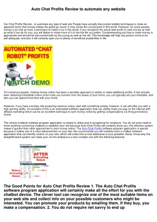 Auto Chat Profits Review to automate any type of web site