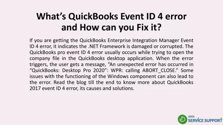 what s quickbooks event id 4 error and how can you fix it