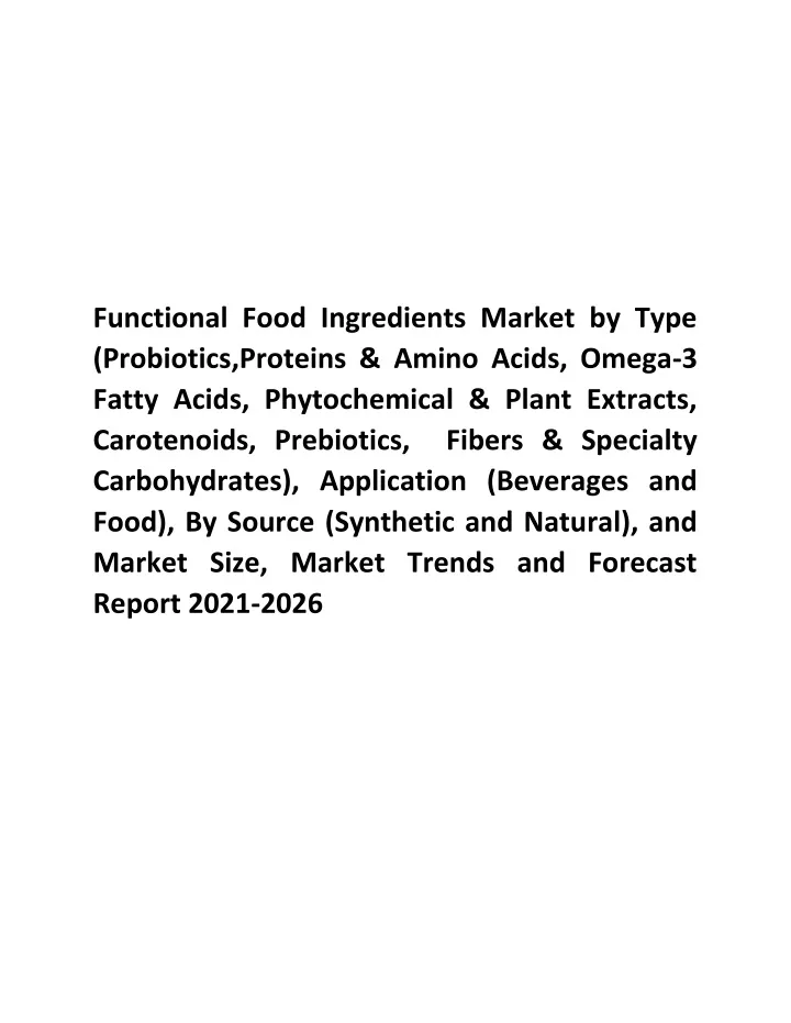 functional food ingredients market by type