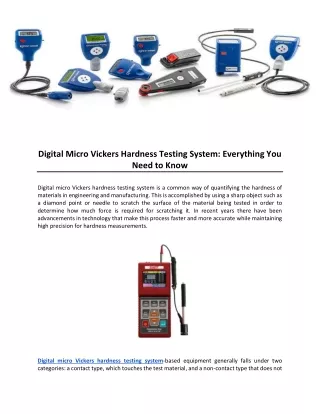 Digital Micro Vickers Hardness Testing System: Everything You Need to Know
