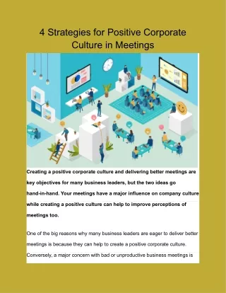 4 Strategies for Positive Corporate Culture in Meetings