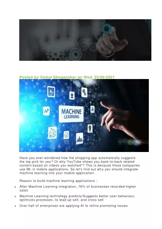 Machine Learning In Mobile Applications