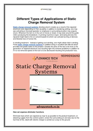 different types of applications of static charge