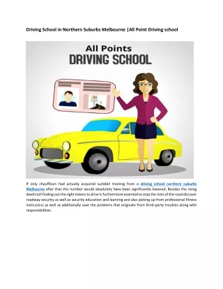 Driving School in Northern Suburbs Melbourne