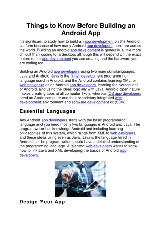 things to know before building an android