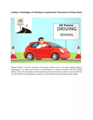 Leading 5 Advantages of Selecting an Experienced Thomastown Driving School