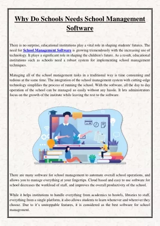 why do schools needs school management software